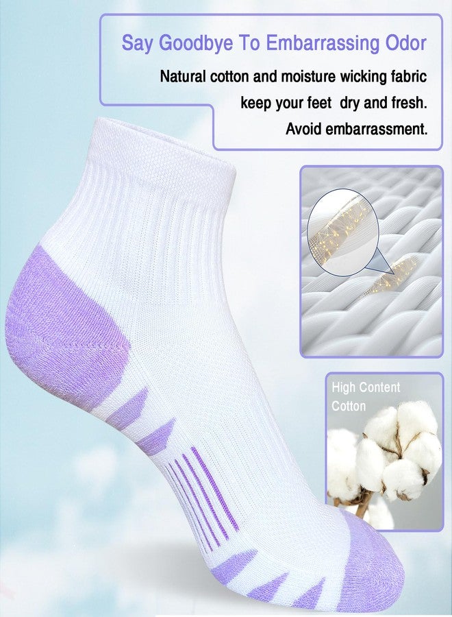 Heyoboy Womens Ankle Anti-blister Thick Cushioned Cotton Wicking Hiking Athletic Running Socks 5 Pairs - Image 5